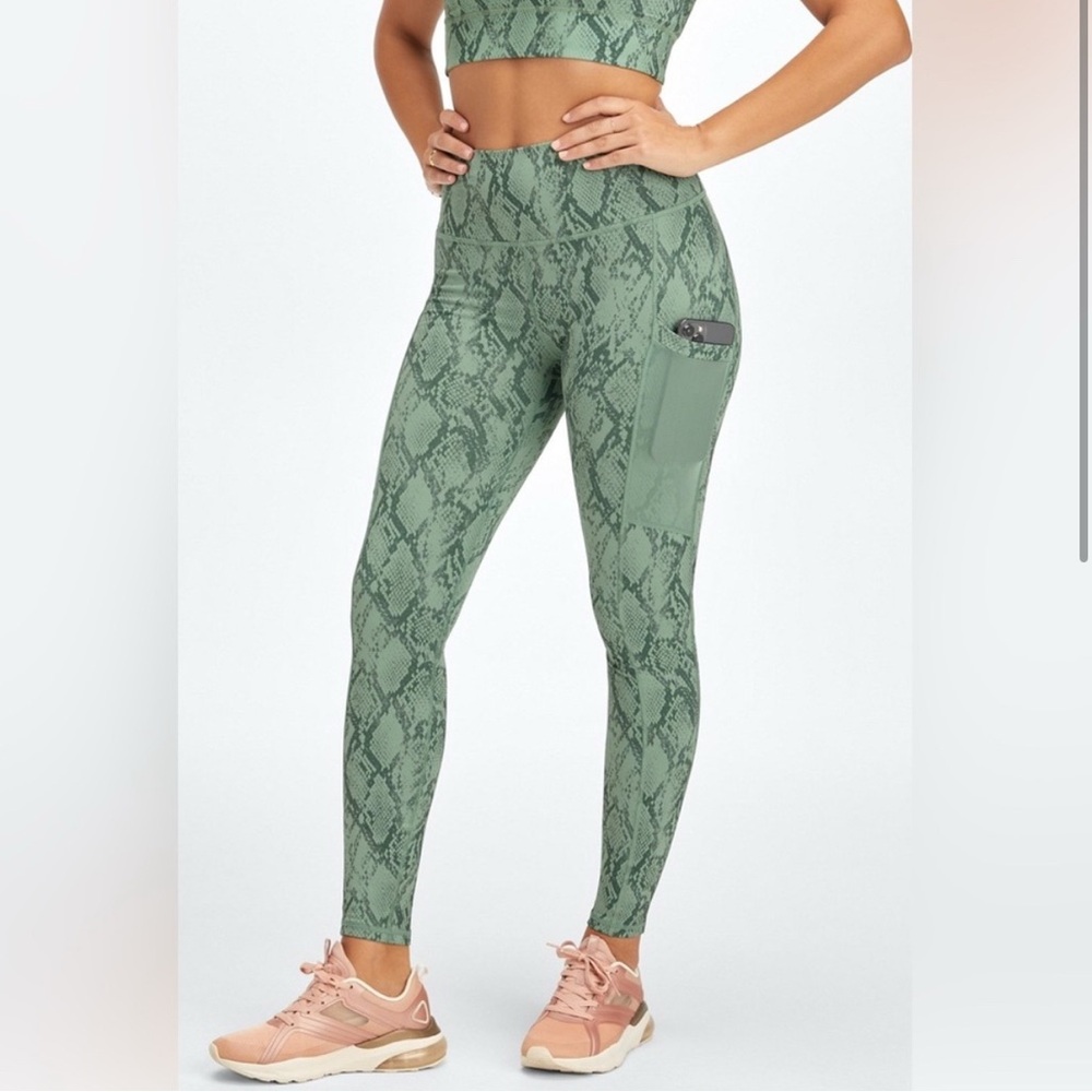 Fabletics Green Snake Print Leggings